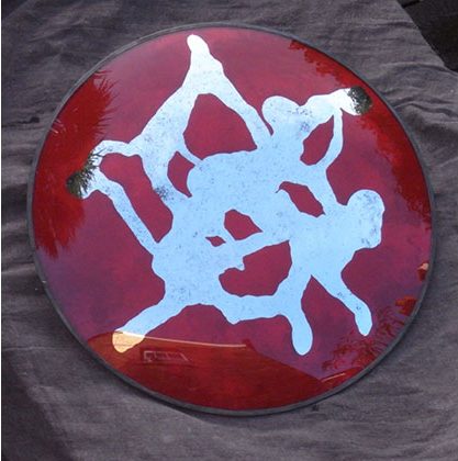 Rorschach convex 2014 Convex glass, mirror and oil paint with lead frame. 590mm diameter